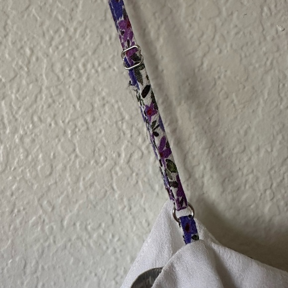 Favorite Daughter Tie Front White and Purple Bralette Top- Size L - Picture 6 of 9